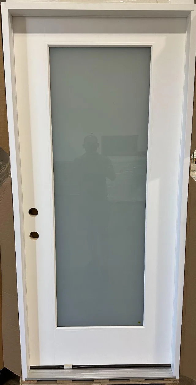 Pre-hung fiberglass exterior door-1-lite Impacted & Low E Frosted glass