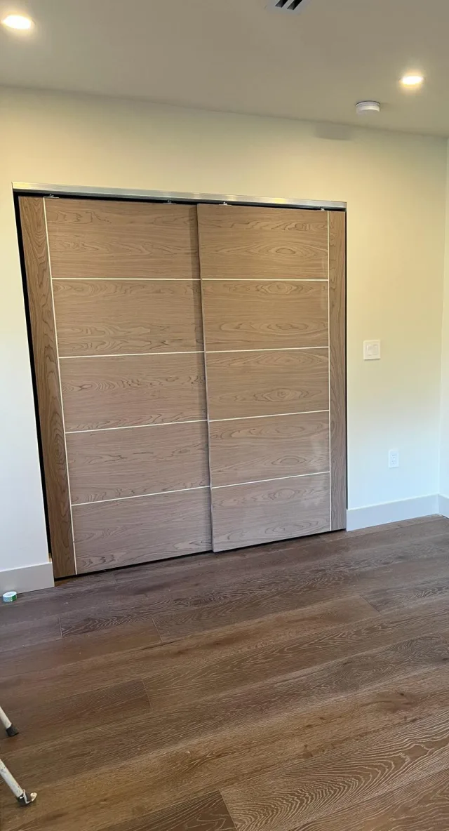 Closet EV Walnut Flush Door with Aluminum Strips