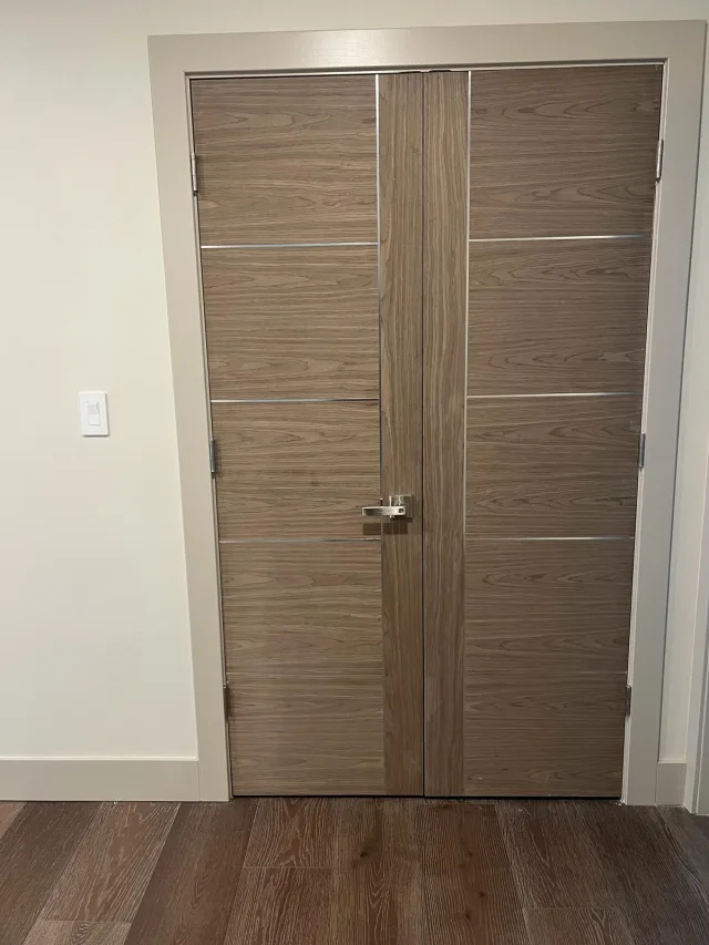 Closet EV Walnut Flush Door with Aluminum Strips